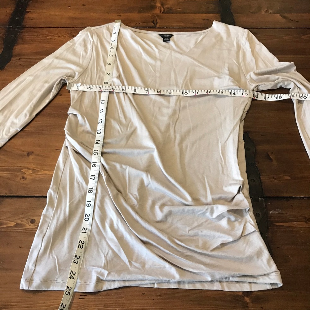 Ann Taylor Petite Faux Wrap Top 3/4 Sleeve Rayon M - Picture 3 of 5